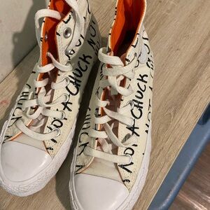 High-Top Canvas Sneakers with Text Print